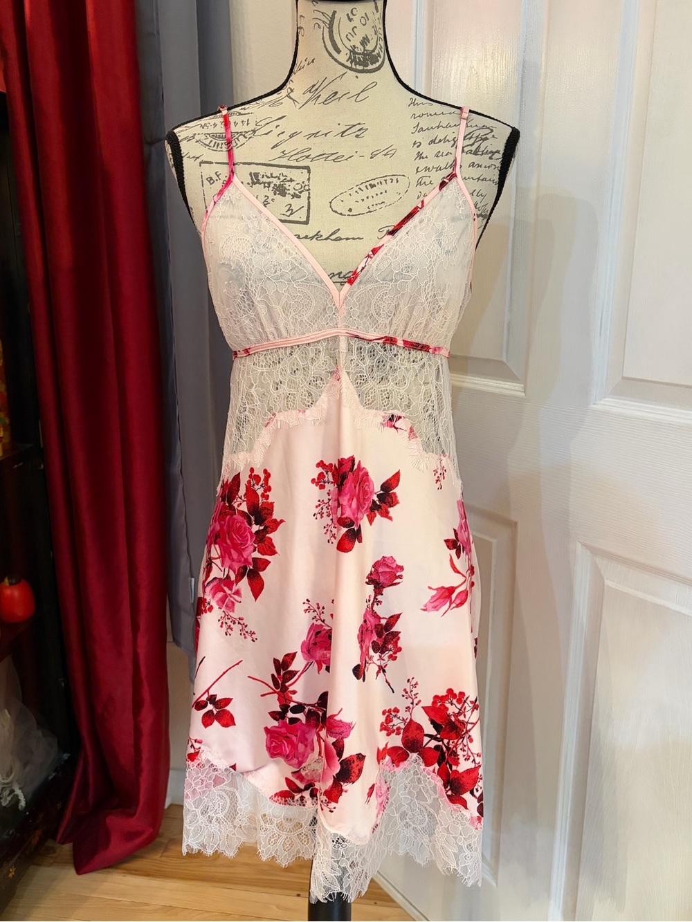 INC International Concept Pink Floral Lace Nightgown